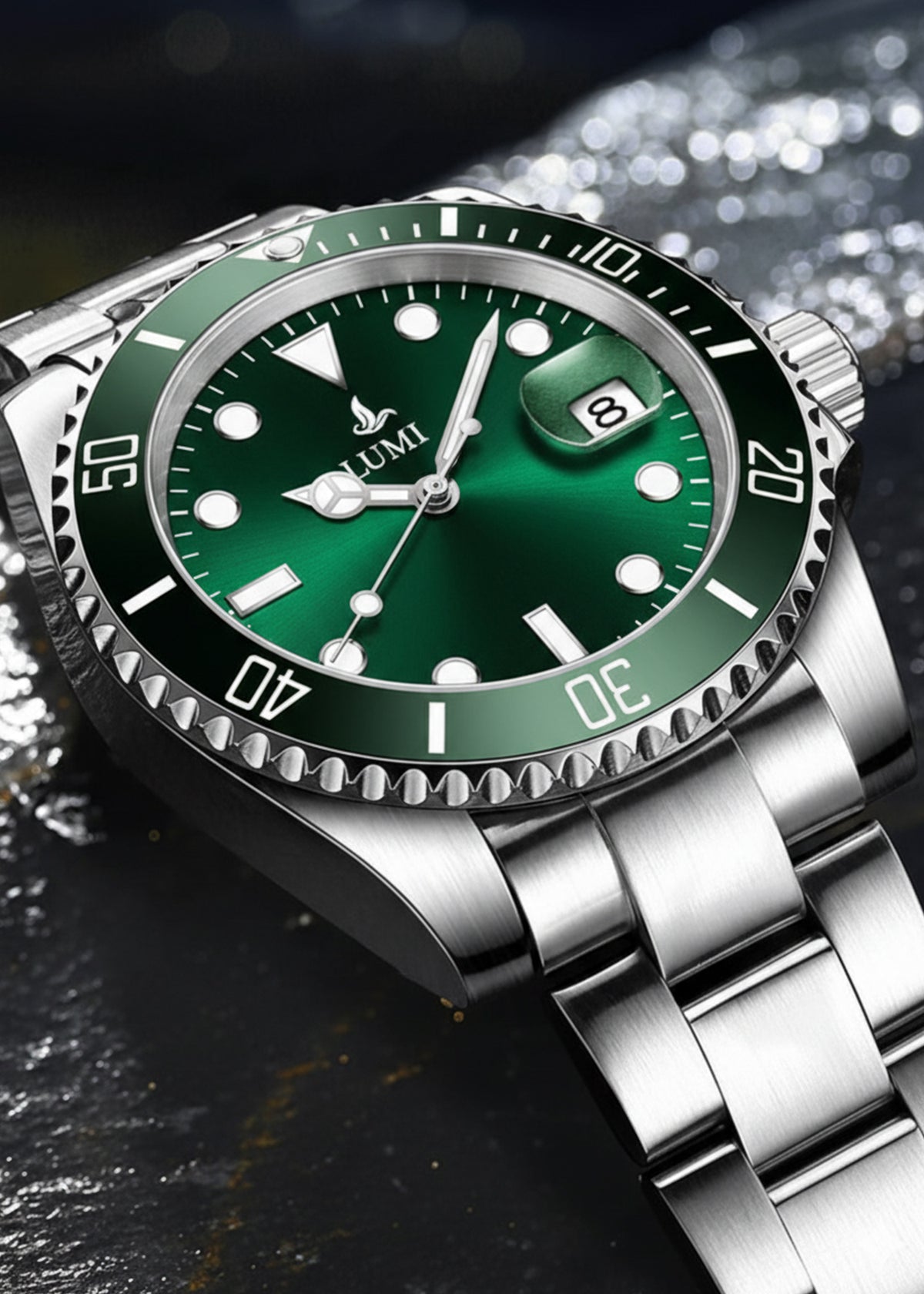 Silver & Green – Premium Automatic Timepiece
